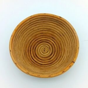 Vintage coiled cane bowl 8 in